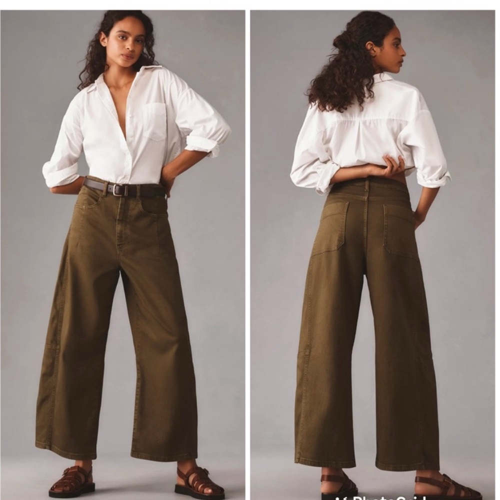 NWT! Anthropologie Pilcro The Kenna Mid-Rise Heritage Barrel Jeans in Moss 29